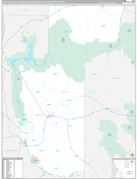 Lake Havasu City-Kingman, AZ Metro Area Wall Map